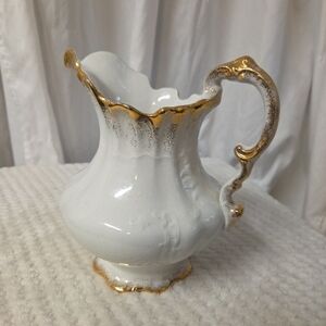 Warwick China White and Gold Pitcher